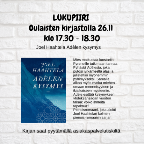 Oulaisten kirjaston lukupiiri-ilmoitus