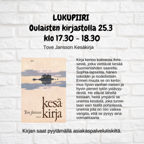 Oulaisten kirjaston lukupiiri-ilmoitus