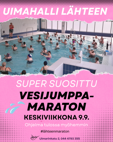 Uimahalli Lähteen vesijumppamaraton 9.9.2026 klo 17.00