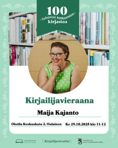 Lukukeskuksen 100 kirjastoa - tuhansia kohtaamisia -hanke tapahtumailmoitus