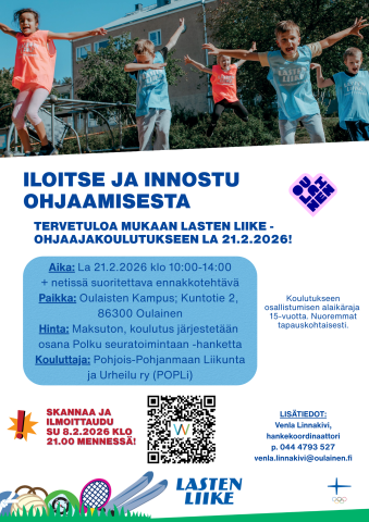 Iloitse ja innostu ohjaamisesta. Tervetuloa mukaan Lasten Liike -ohjaajakoulutukseen!